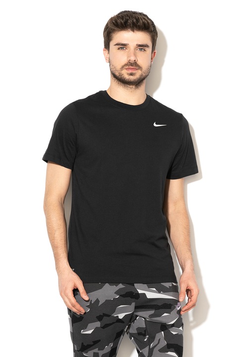 Nike, Tricou cu decolteu la baza gatului pentru fitness Dri-FIT, Alb/Negru