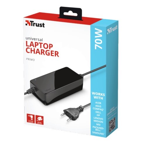 Trust Primo 70W fekete notebook hálózati töltő Trust Primo 70W fekete notebook hálózati töltő
