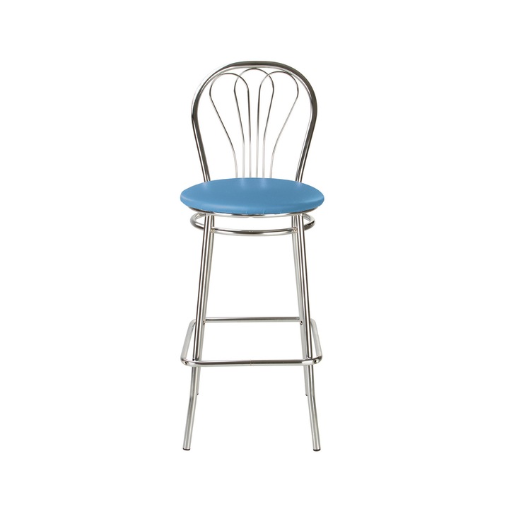 Scaun de bar VENUS Hoker, Albastru deschis piele ecologica