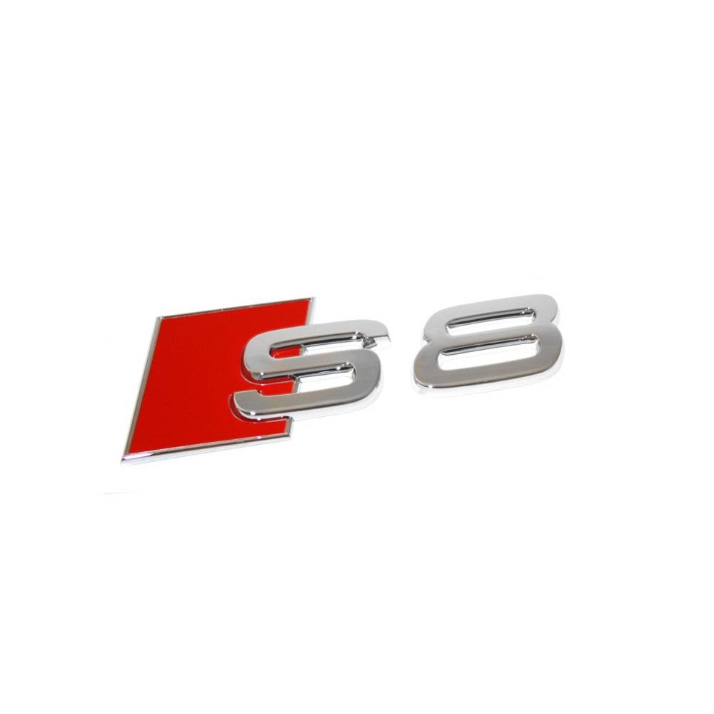 Emblema Spate, Audi S8, Argintiu/Rosu