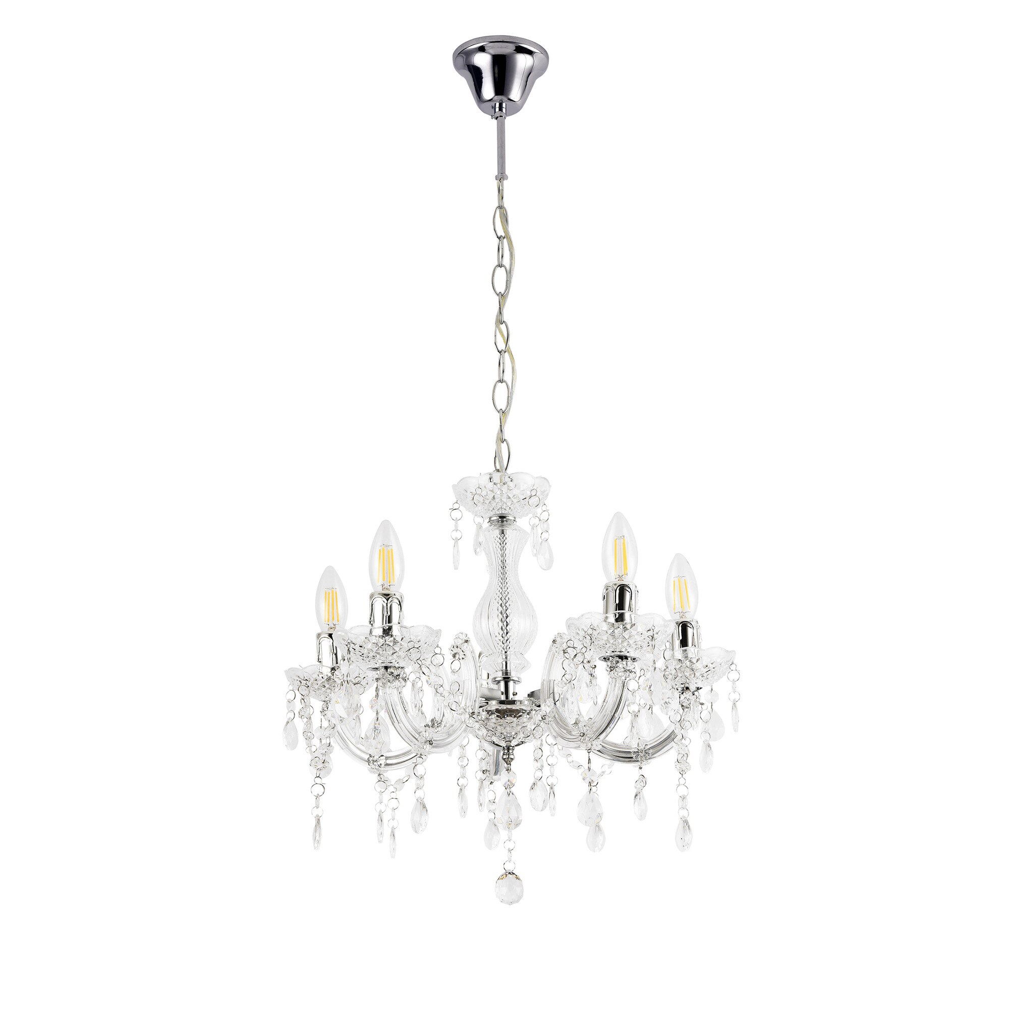 Lustra Weimar, lux.pro,145 x Ø: 35 cm, 5 x E14, 230V, metal/plastic, alb