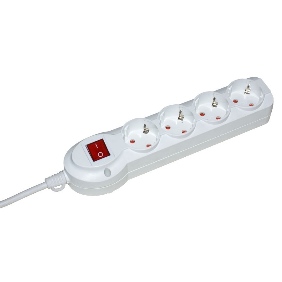 Prelungitor iMKⓇ 4 prize, 3 metri, 3500W, 3 x 1.5 mmp, contact de protectie, intrerupator, alb, AN