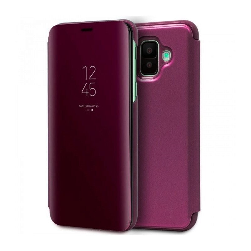 Husa Samsung Galaxy J6 Plus - Flip Mirror tip Carte, Capac translucid, Purpurie