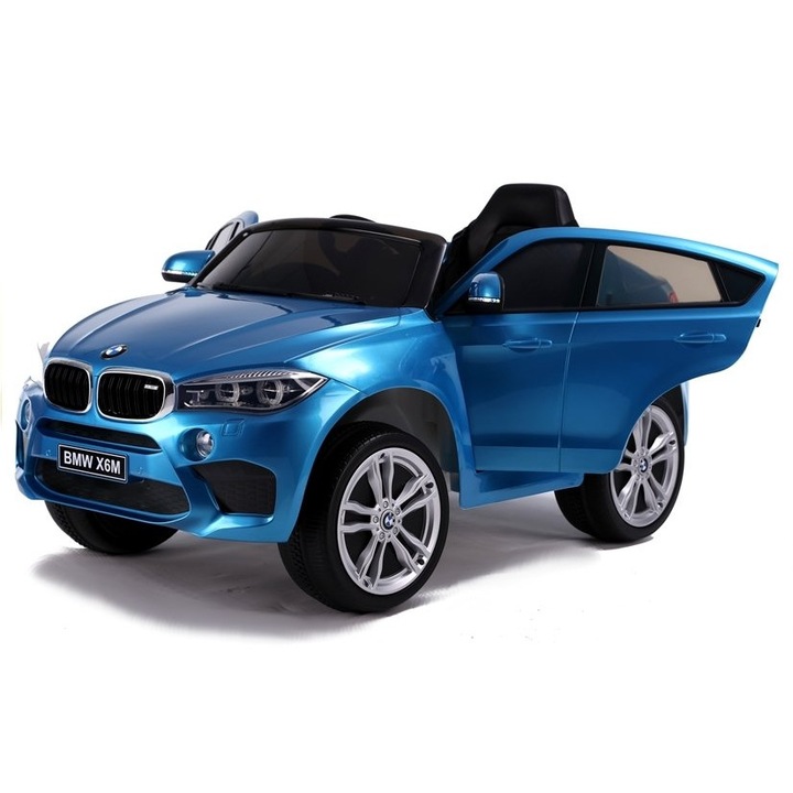 BMW X6M lakozott kék 12V Egyszemélyes Elektromos kisautó 2,4 GHz távirányító, Nyitható ajtók, Bőr ülés, EVA kerekek, 3287