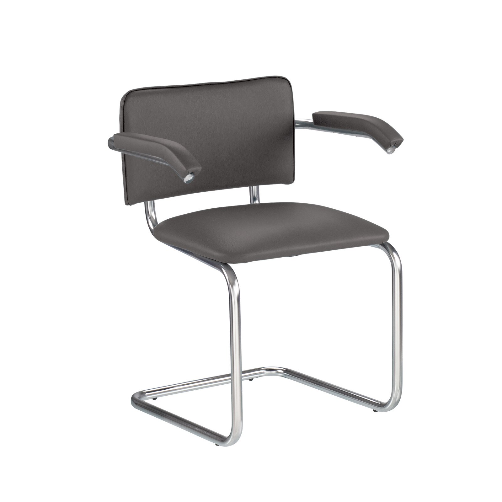 Scaun vizitator SYLWIA Arm, Gri inchis piele ecologica