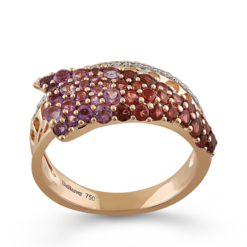 Inel Deruvo Aur 18k Diamante, Ametiste, Turmaline Roz, 54 R25218AMPN-R