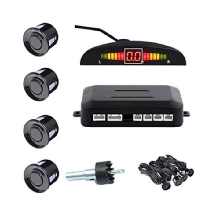 Set 4xSenzor de parcare, 1Tech, LCD, Negru