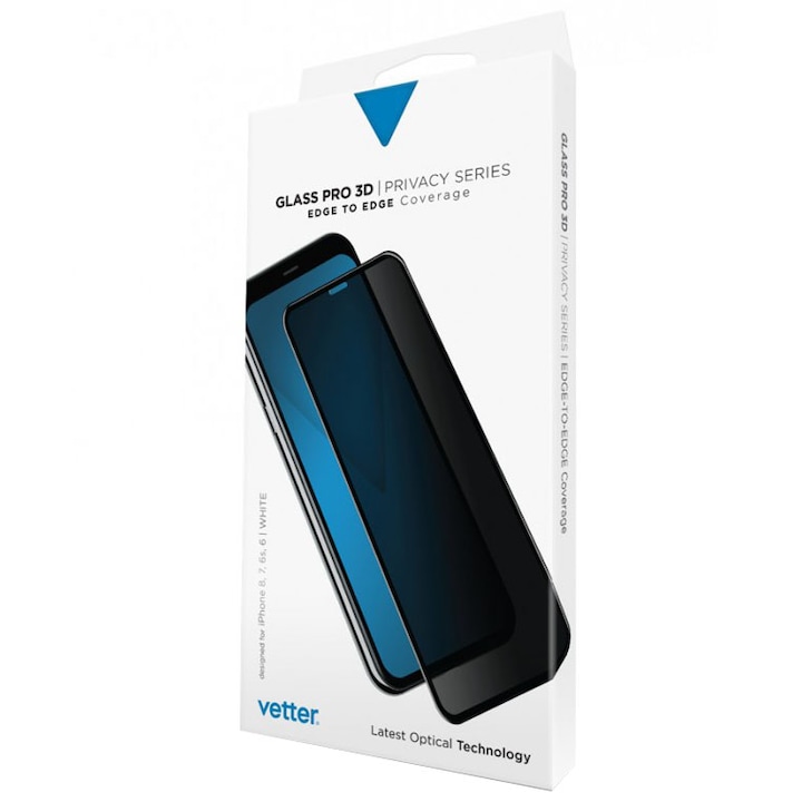 Folie de protectie Vetter Tempered Glass pentru iPhone 8, 7, 6s, 6, 3D Privacy Series, White