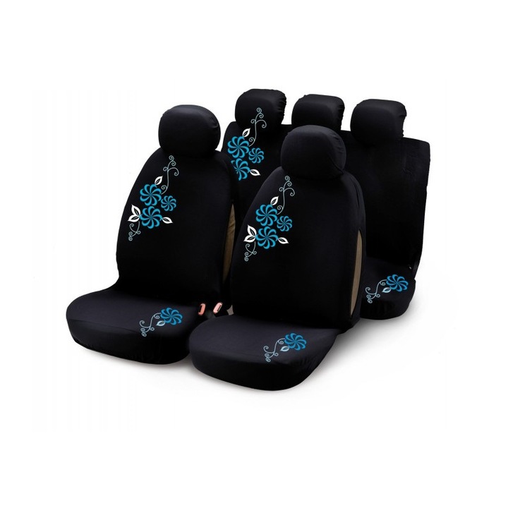 Bottari My Flower Swivel 9 részes üléshuzat szett, fekete-kék