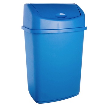 Cos gunoi iMK® din plastic, forma dreptunghiulara, albastru, cu capac batant, 35L Cos gunoi iMK® din plastic, forma dreptunghiulara, albastru, cu capac batant, 35L