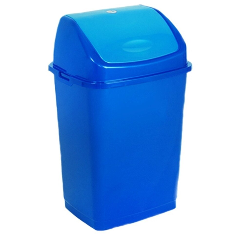 Cos gunoi din plastic, forma dretunghiulara, iMK® culoare albastru, cu capac batant, 10L