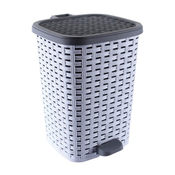 Cos gunoi din plastic, forma dreptunghiulara, iMK® culoare gri, cu pedala si capac batant, 12L Cos gunoi din plastic, forma dreptunghiulara, iMK® culoare gri, cu pedala si capac batant, 12L