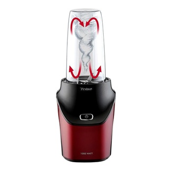 Blender Trisa Energy Boost , 1000 W, 1 treapta de viteza, 1 l, functie Pulse, bol din plastic, actiune ciclonica, rosu + negru AN Blender Trisa Energy Boost , 1000 W, 1 treapta de viteza, 1 l, functie Pulse, bol din plastic, actiune ciclonica, rosu + negru AN