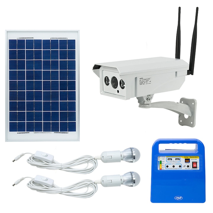Камера за видеонаблюдение и лов PNI IP30, 1.3MP, 4G, Wireless, IP екстериор и интериор + Соларна система PNI GreenHouse H01
