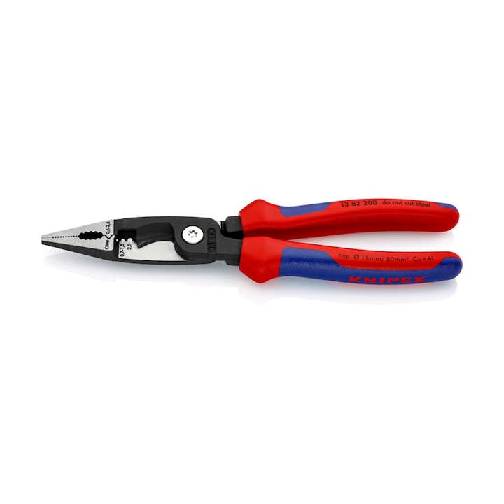 Cleste multifunctional Knipex, dezizolare, crimpare ferule, maner multicomponent, pentru electricieni, 200 mm