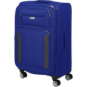 Troler textil Kring Valencia, 75 cm, albastru navy + gri Troler textil Kring Valencia, 75 cm, albastru navy + gri