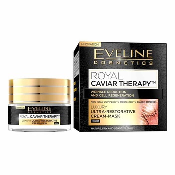 Crema-masca de noapte, Eveline Cosmetics, Royal Caviar Therapy, 50ml Crema-masca de noapte, Eveline Cosmetics, Royal Caviar Therapy, 50ml