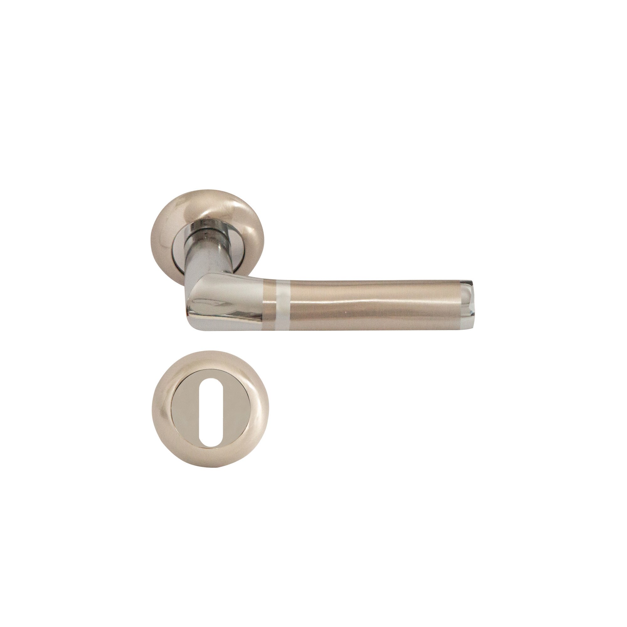 Maner Premium SN CERES cu rozeta rotunda E9-K1, culoare nichel satinat/crom