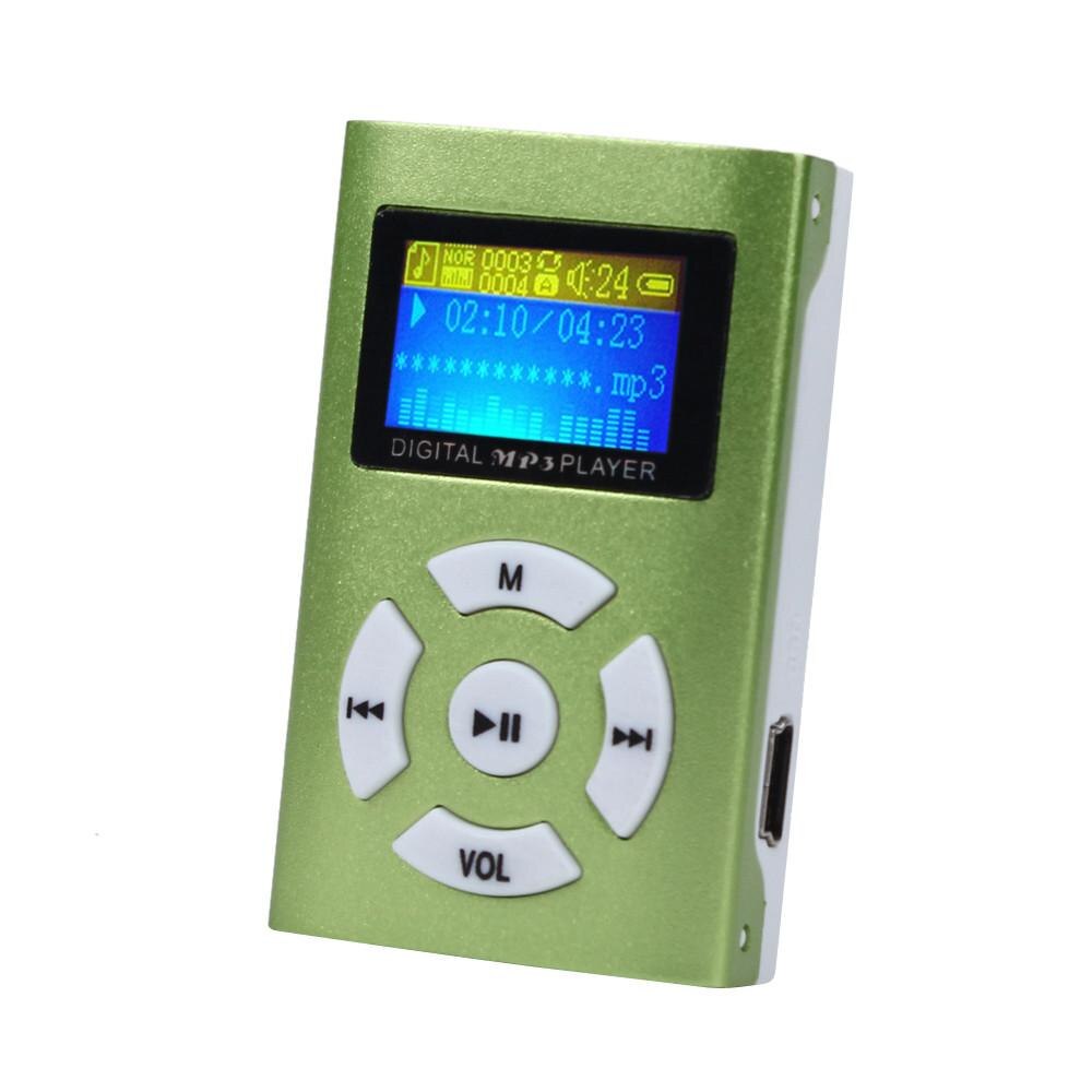Mini MP3 Player cu display LCD, verde culoare slot microSD