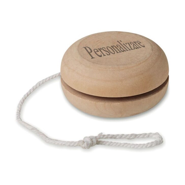 Jucarie Yo-yo din lemn personalizata prin gravura Bej