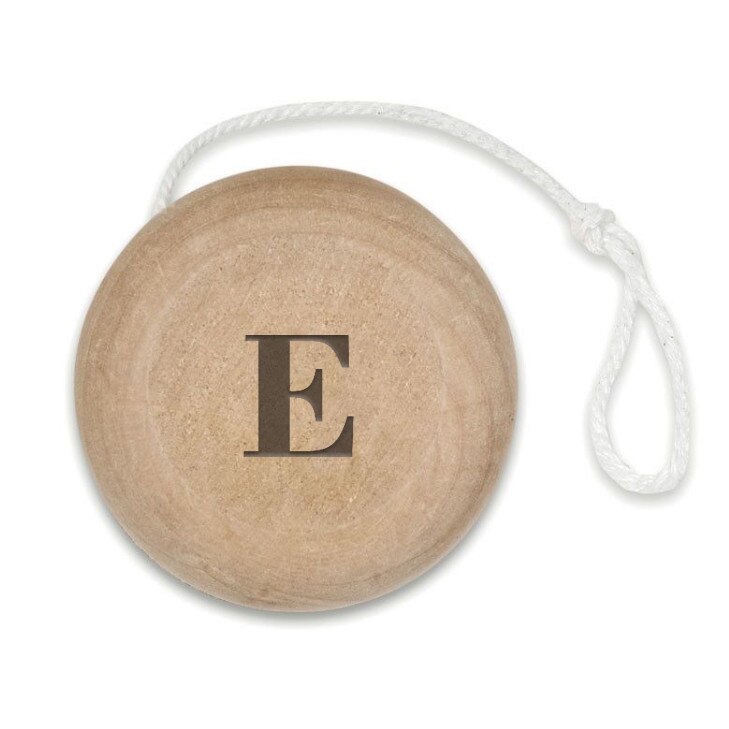 Jucarie Yo-yo din lemn personalizata prin gravura pe ambele parti Bej