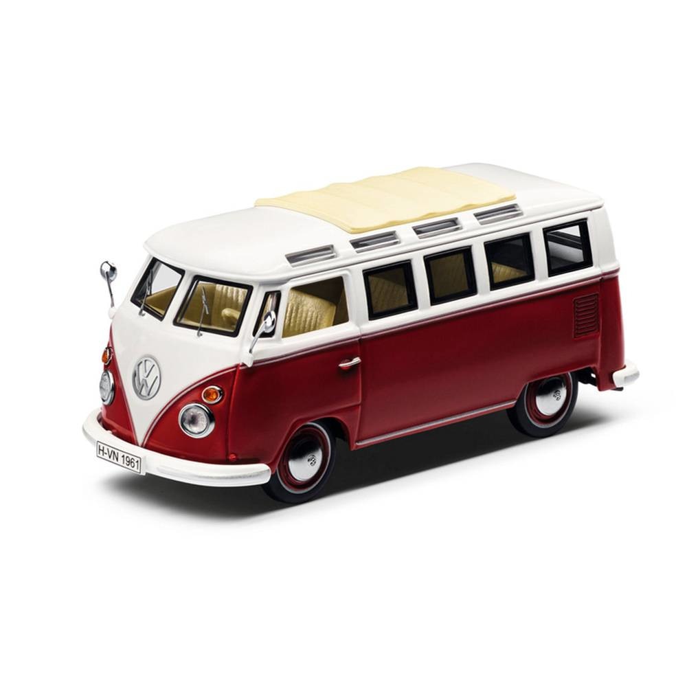Macheta Auto Volkswagen T1 Samba 1:43, Rosu/Crem