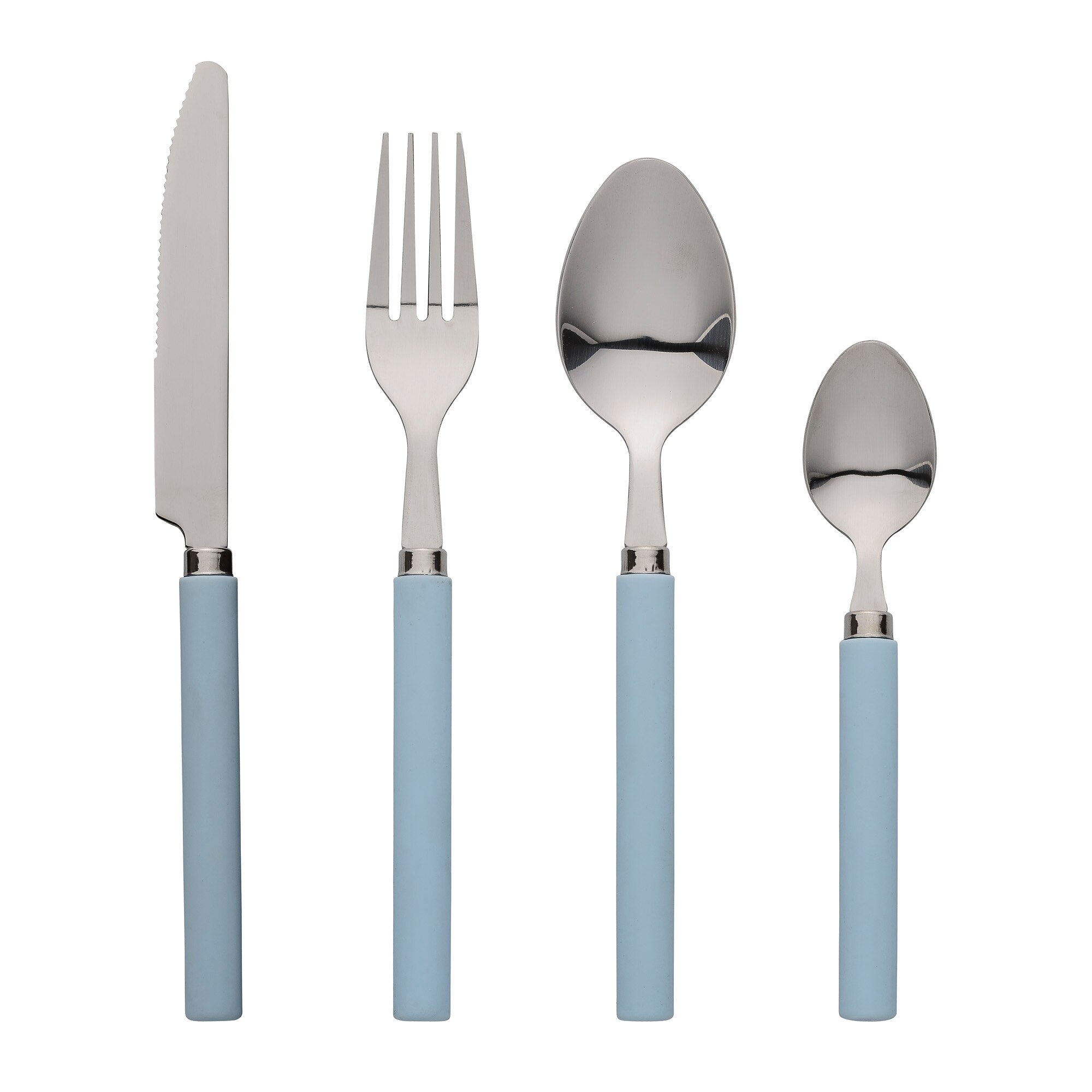 Set 24 tacamuri din inox si maner albastru Bloomingville