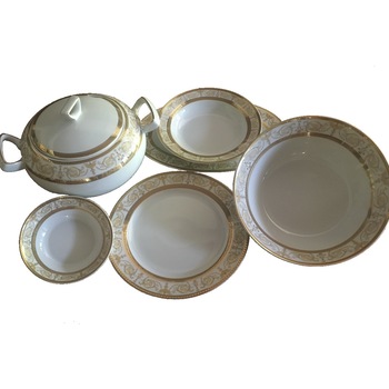 Serviciu de masa complet din portelan, 12 Persoane, 54 de piese - Sharim Gold Serviciu de masa complet din portelan, 12 Persoane, 54 de piese - Sharim Gold