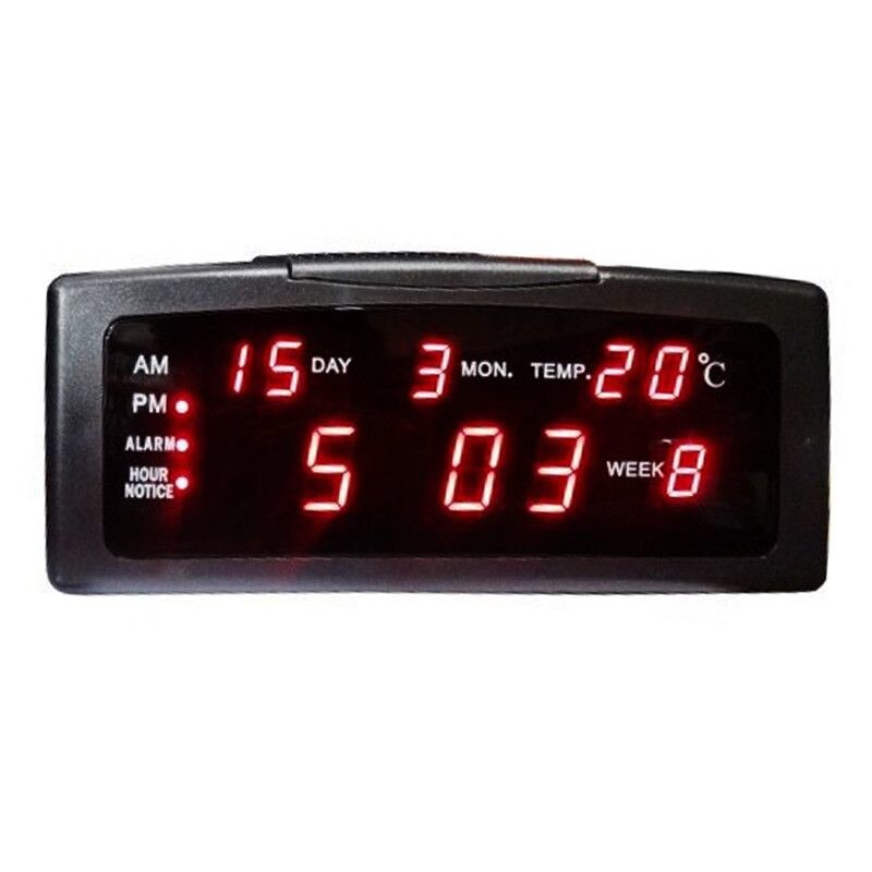 Ceas Digital Cu LED Rosu, Termometru, Alarma, Negru
