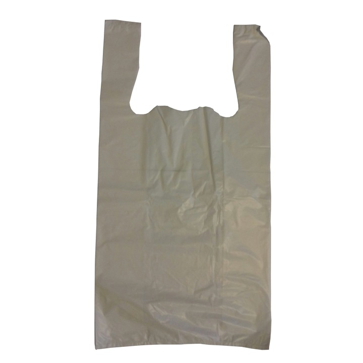 Set 50 pungi biodegradabile,,cu maner 35+ polimer,27*50 cm culoare alb