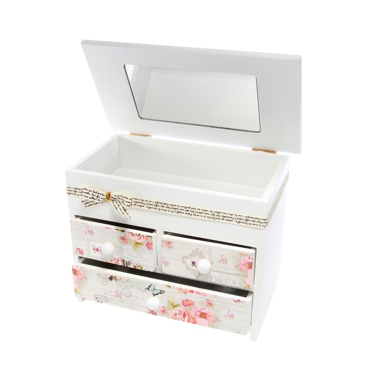 Ékszerdoboz masnival, rózsamintával, Cadouridiversity