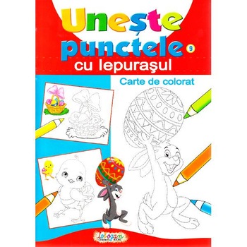 Uneste punctele cu Iepurasul - Carte de colorat Uneste punctele cu Iepurasul - Carte de colorat