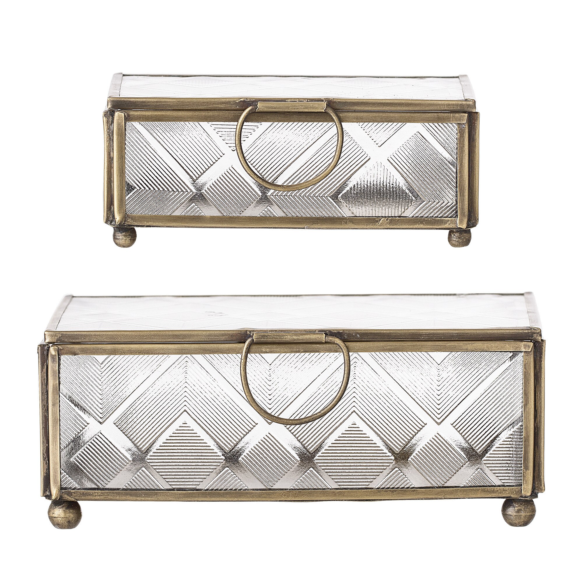 Set doua cutii din sticla si alama Bloomingville