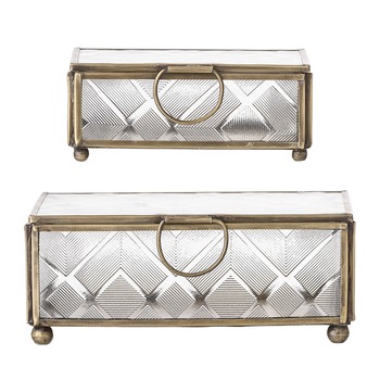 Set doua cutii din sticla si alama Bloomingville Set doua cutii din sticla si alama Bloomingville