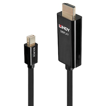 Cablu Mini DisplayPort 1.2 la HDMI v2.0 4K T-T activ 2m, Lindy L40912 Cablu Mini DisplayPort 1.2 la HDMI v2.0 4K T-T activ 2m, Lindy L40912