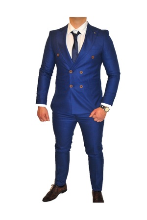 Costum Albastru Pentru Barbati Slimfit Cambrat Costumed