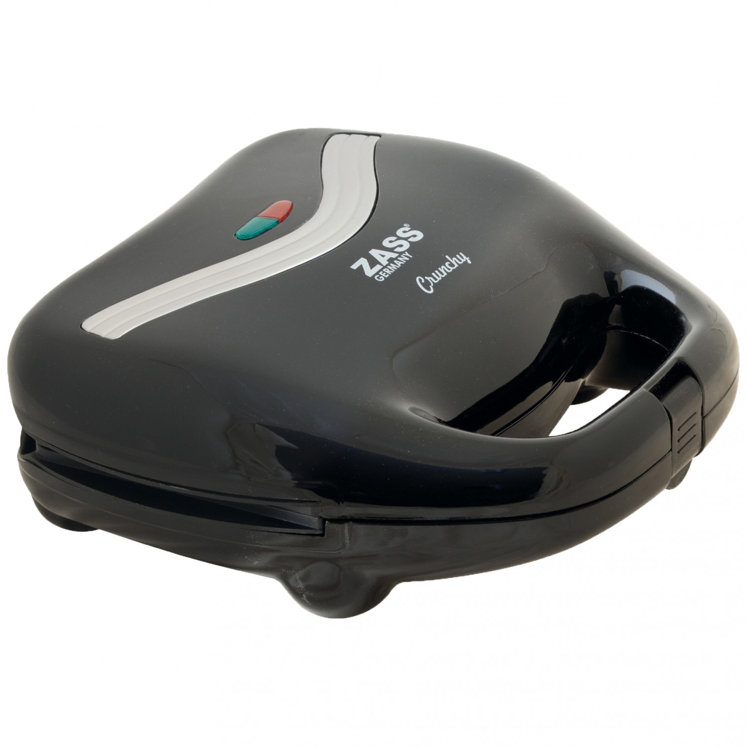 Sandwich maker Zass 750 W, placi neaderente tip grill teflonate, indicator luminos incalzire, sistem autoblocare, negru AN