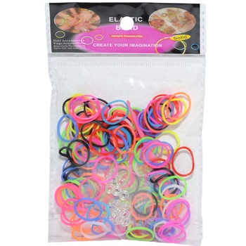 Rezerve elastice pentru realizarea bratarilor din elastic in punga , 200 piese , Robentoys Rezerve elastice pentru realizarea bratarilor din elastic in punga , 200 piese , Robentoys