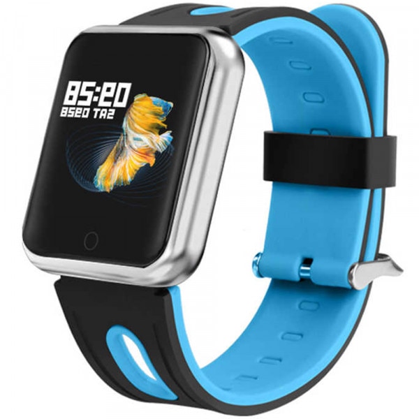 Bratara fitness iUni P68, Negru/Albastru