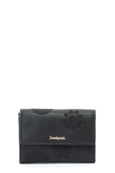 DESIGUAL, Portofel pliabil cu motive mandala brodate Amber Alba, Negru DESIGUAL, Portofel pliabil cu motive mandala brodate Amber Alba, Negru