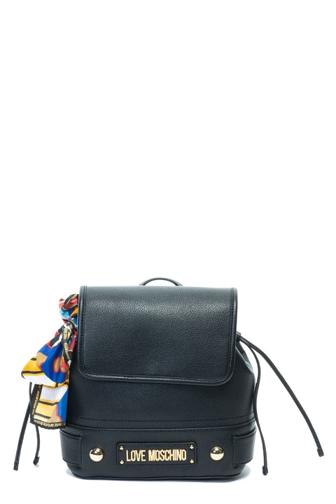 Love Moschino, Раница от еко кожа с лого, Черен