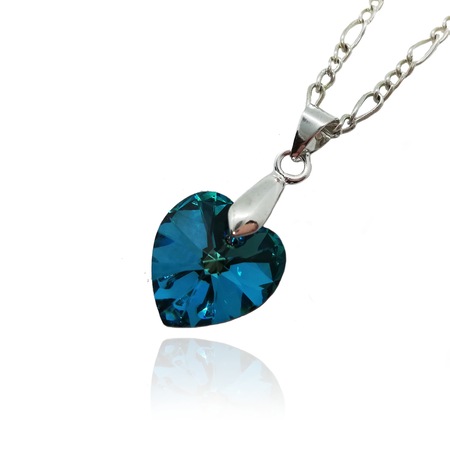 Kolie Olimon Mdm S Kristal Swarovski Heart 14 Mm Bermuda Blue Sin Emag Bg
