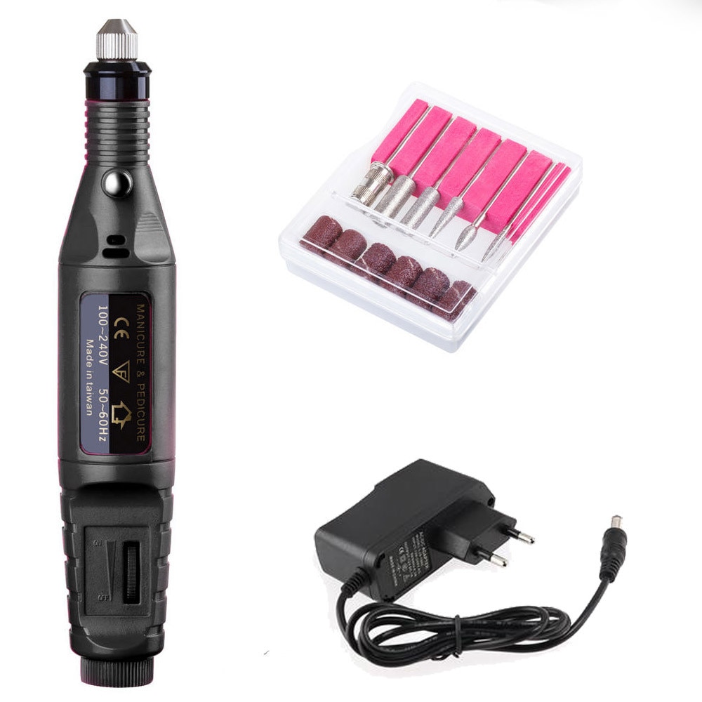 Pila electrica profesionala pentru manichiura, freza 12 accesorii Color Line Neagra
