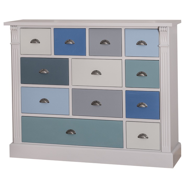 Comoda Szel-Mob cu 12 sertare, din Colectia Directoire, culoare multicolor