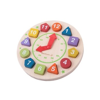 Ceas cu forme geometrice, EverEarth, Lemn, 2 ani+ Ceas cu forme geometrice, EverEarth, Lemn, 2 ani+