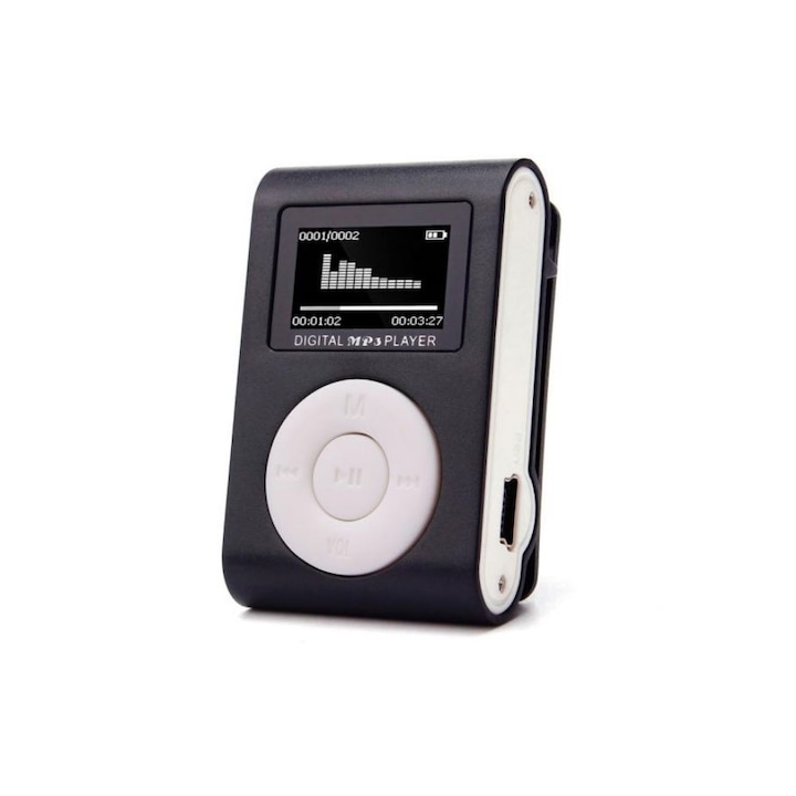 Mini MP3 Player cu display LCD, LRTM , negru culoare slot microSD