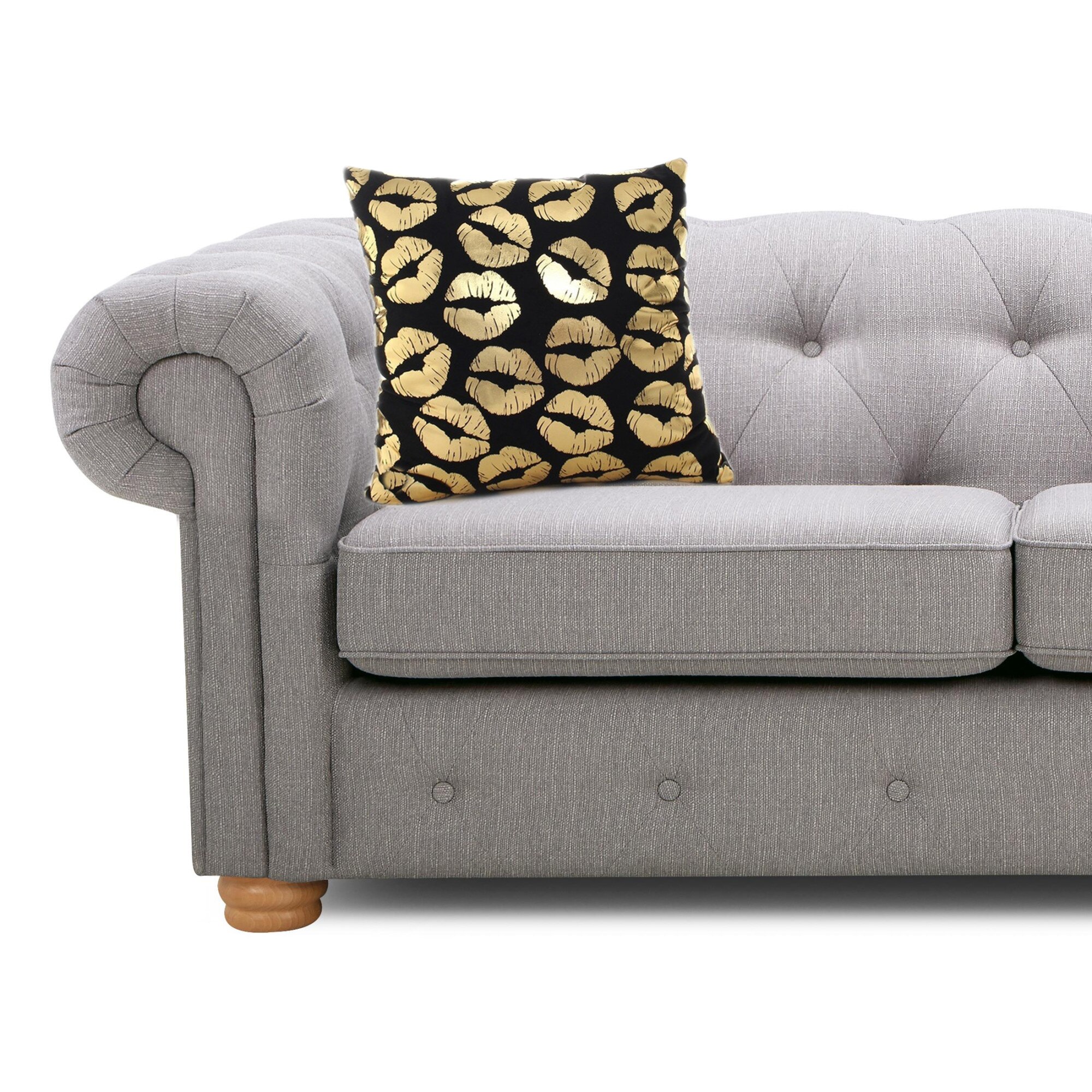 Perna decorativa, tip lucios, model buze, poliester, 43x43cm, culoare auriu-negru, 11