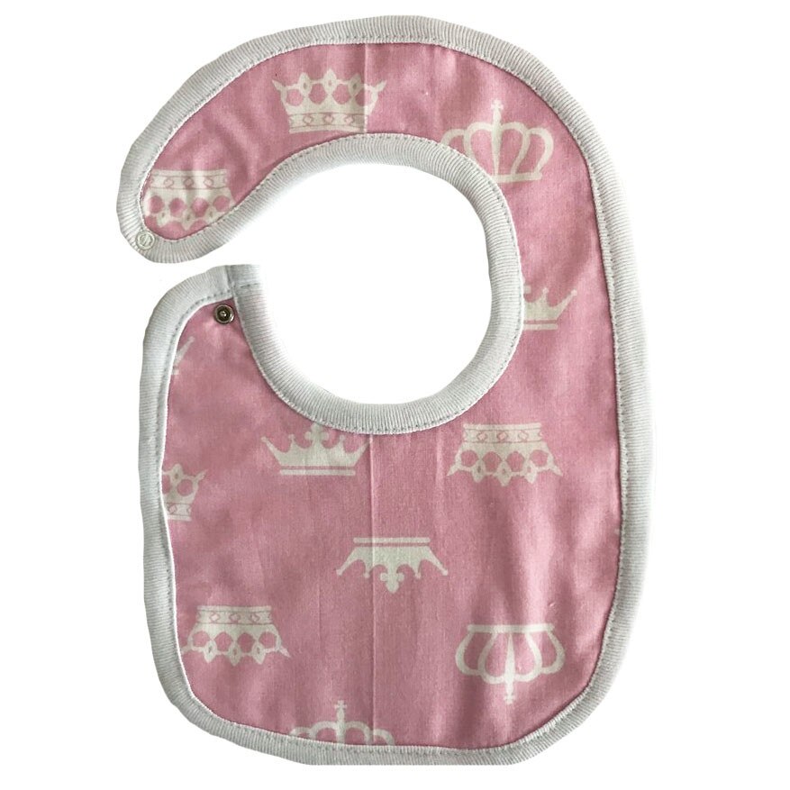 Baveta, roz, coronite albe, 0-6 luni