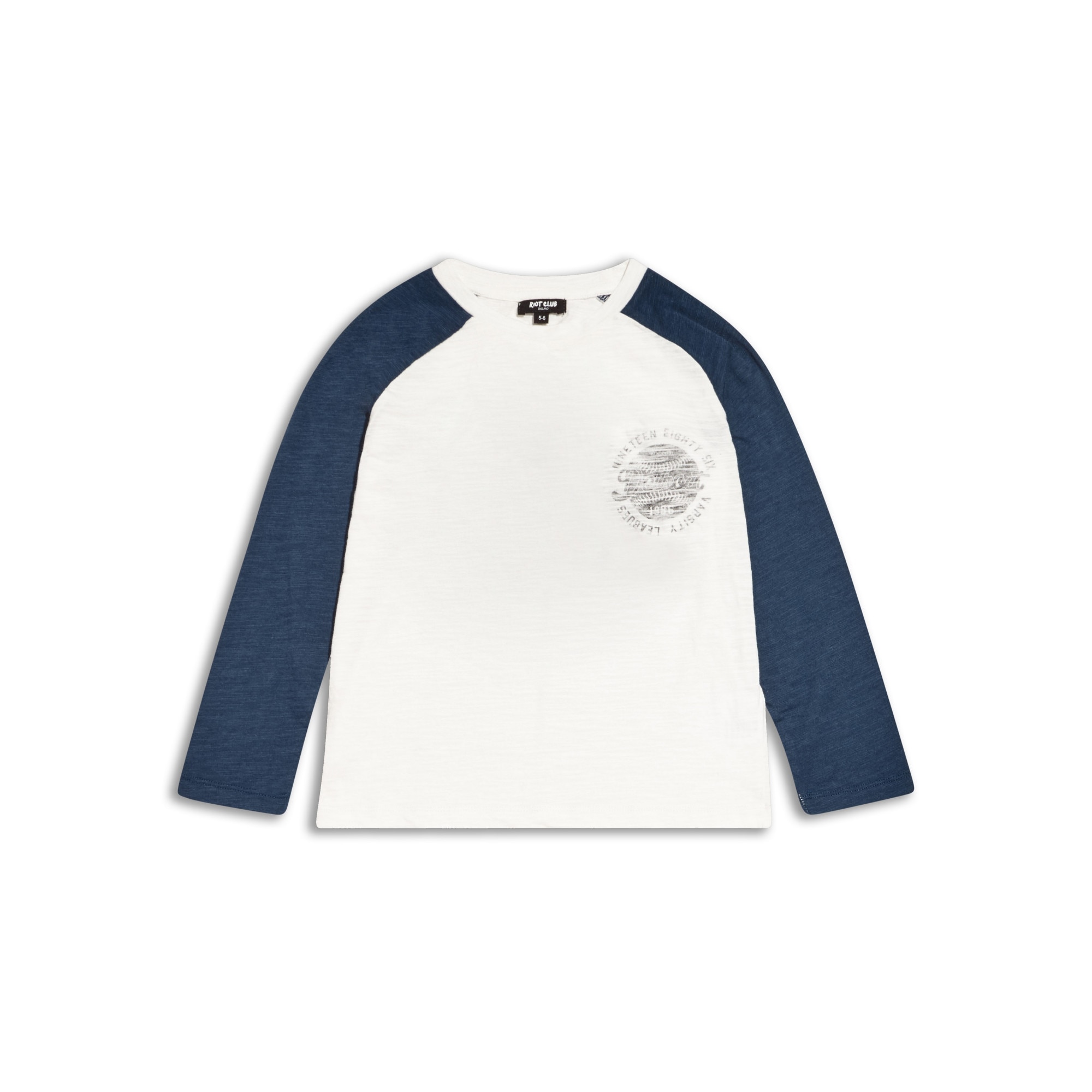 Tricou cu maneca lunga, baieti, Riot Club, Alb/Bleumarin