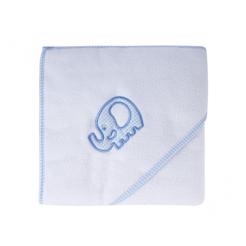 Set prosop de baie 80 x 95 cm si protectie pentru ochi si urechi Canpol Babies 26/300, Albastru 80 x 95 cm